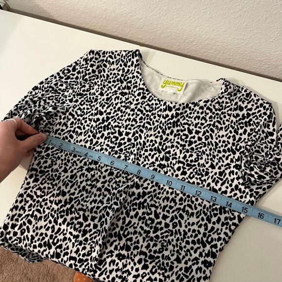 Yummy Sweater Co White/Black Animal Print Soft Cotton Bodysuit Size Large - Picture 8 of 10